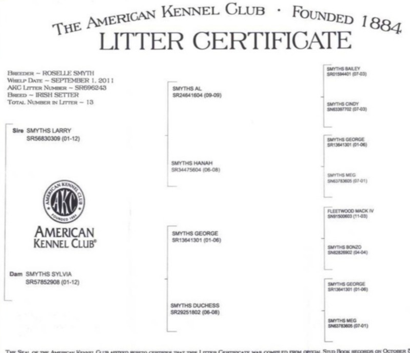 Litter Certificate